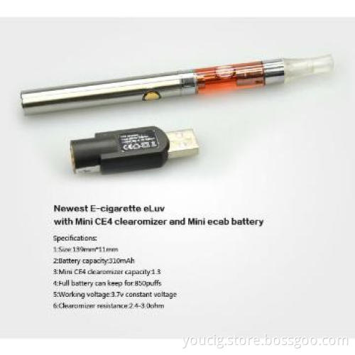 2013 wholesale e cigarette colorful Eluv 300mah with ce4 mini ego kit